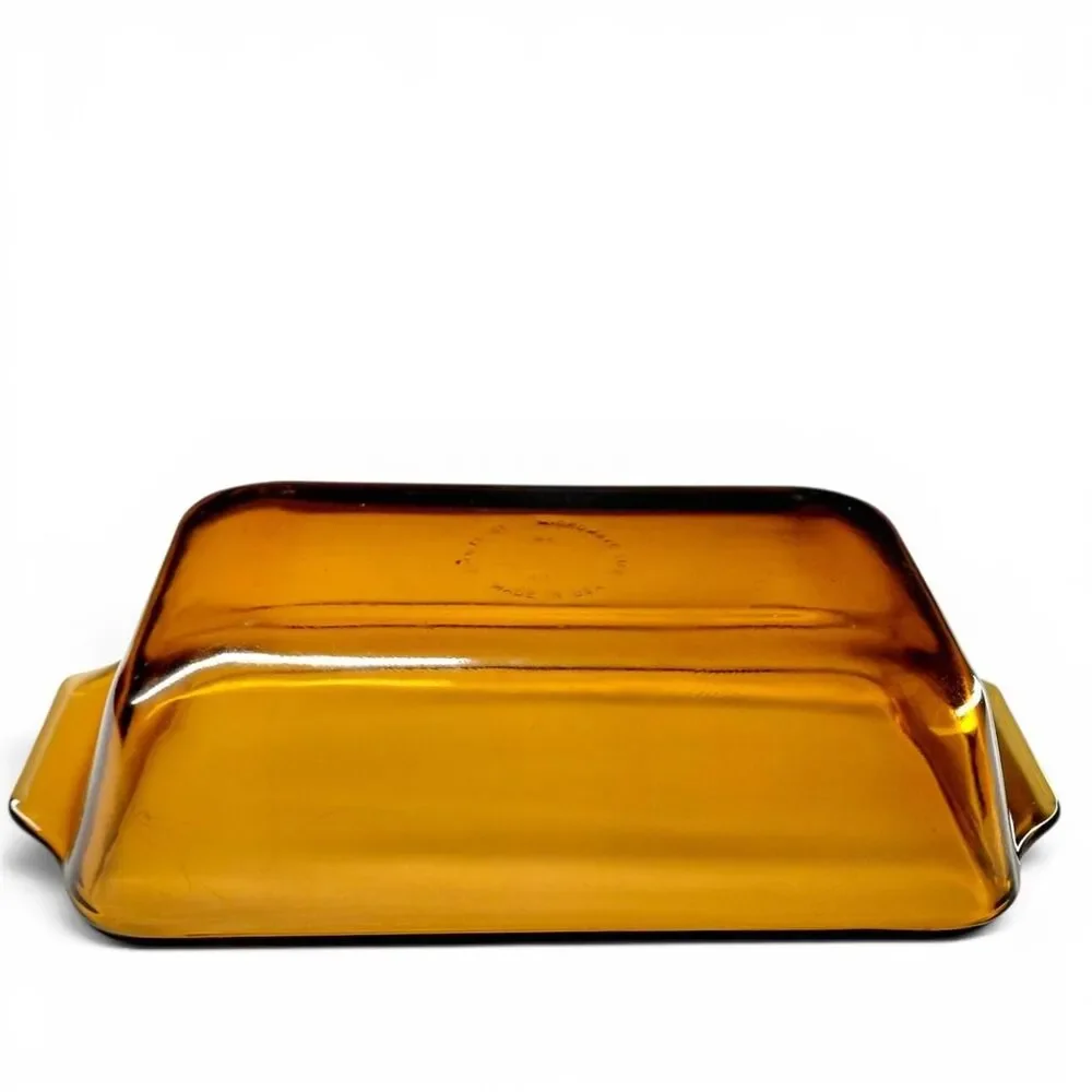 Vintage Fire-King Amber Glass Loaf Pan 441 Unmarked Center